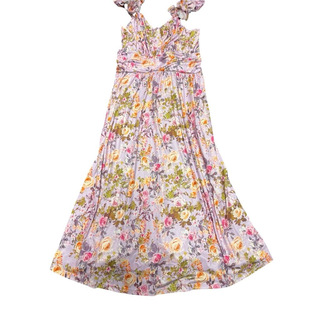 Grace Karin Purple Floral Ruffle Maxi Dress XL Wedding Guest Garden Party - Picture 7 of 11